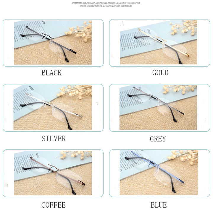 Hotony Unisex Rimless Alloy Frame Rectangle Lens Eyeglasses Rw004 Rimless Hotony