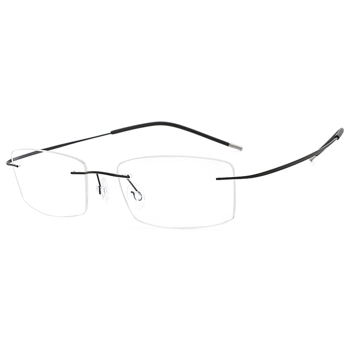 Hdcrafter Rimless Rectangle Titanium Frame Eyeglasses Unisex Rimless Hdcrafter Eyeglasses black