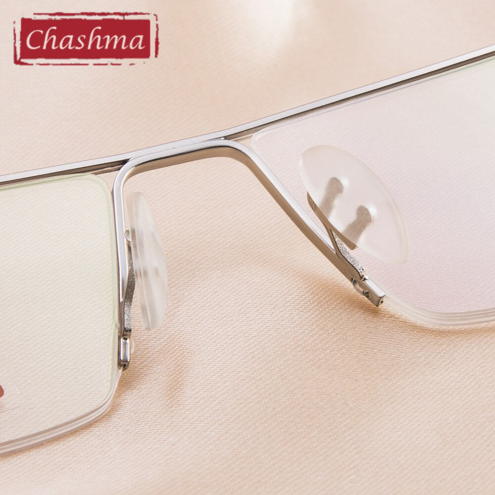 Chashma Men's Semi Rim Square Big Titanium Alloy Tr 90 Eyeglasses 8157 Semi Rim Chashma