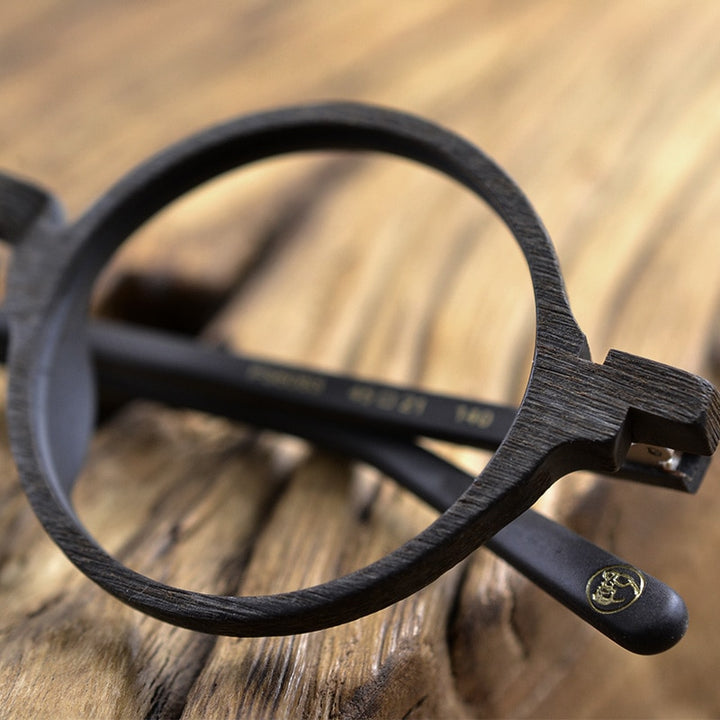 Hdcrafter Unisex Full Rim Round Metal Wood Frame Eyeglasses Ps6083 Full Rim Hdcrafter Eyeglasses