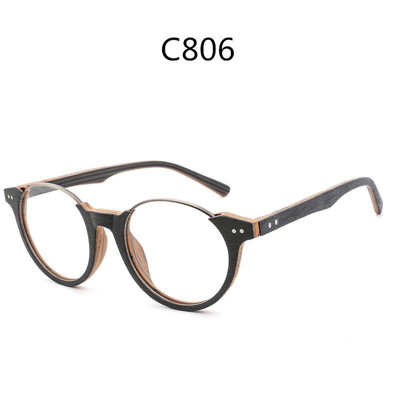 Hdcrafter Unisex Full Rim Square Wood Metal Frame Eyeglasses Ft5359 Full Rim Hdcrafter Eyeglasses C806