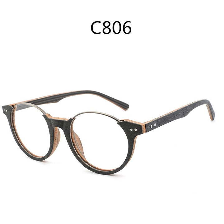 Hdcrafter Unisex Full Rim Square Wood Metal Frame Eyeglasses Ft5359 Full Rim Hdcrafter Eyeglasses C806