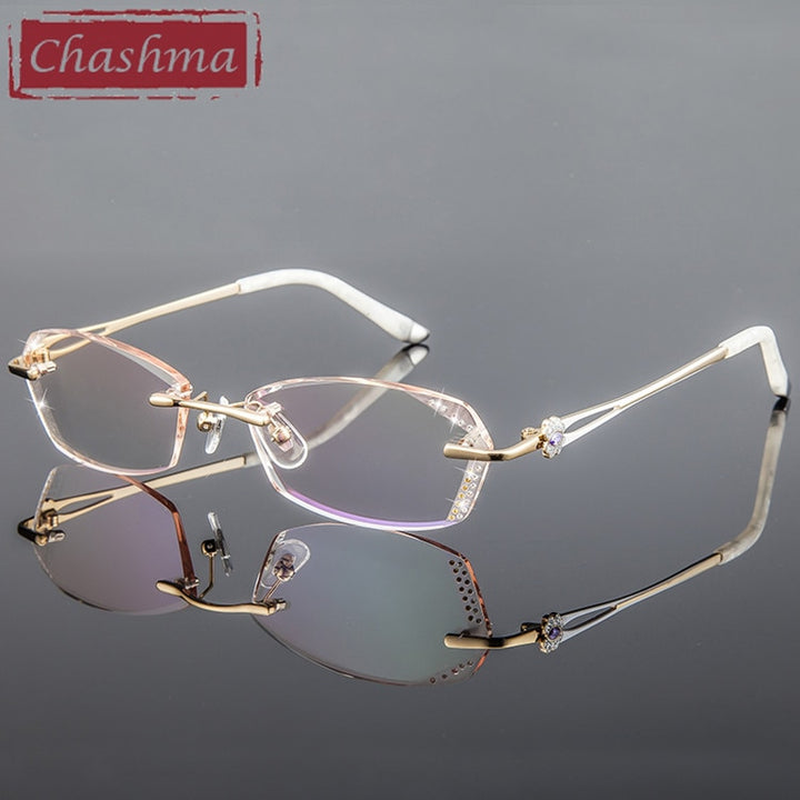 Chashma Women's Rimless Square Titanium Eyeglasses R856 Rimless Chashma Brown