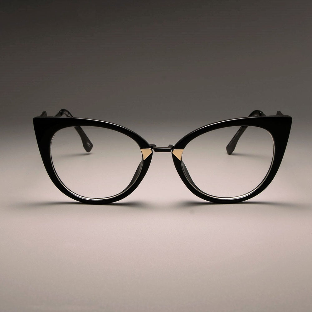CCspace Women's Full Rim Cat Eye Acetate Frame Eyeglasses 45045 Full Rim CCspace C3 black clear