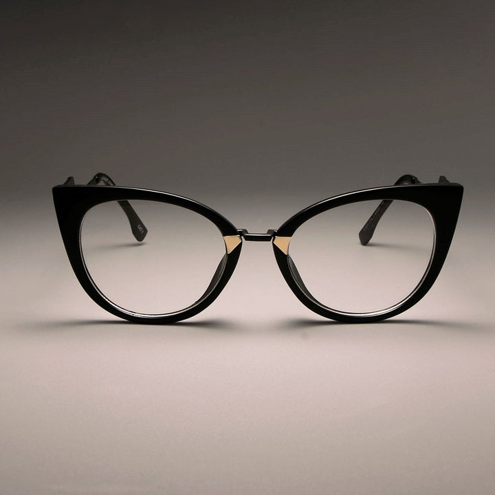 CCspace Women's Full Rim Cat Eye Acetate Frame Eyeglasses 45045 Full Rim CCspace C3 black clear