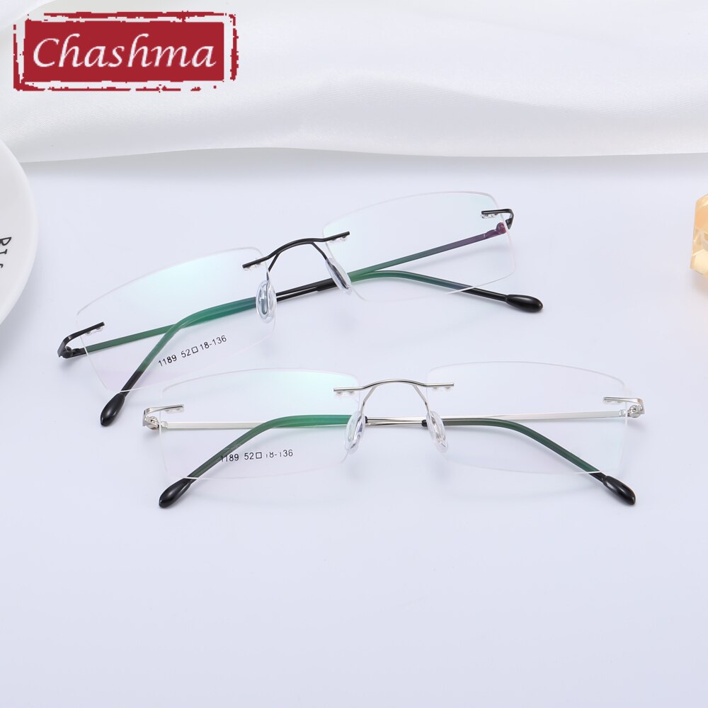 Chashma Men's Rimless Rectangular Titanium Eyeglasses 1189 Rimless Chashma
