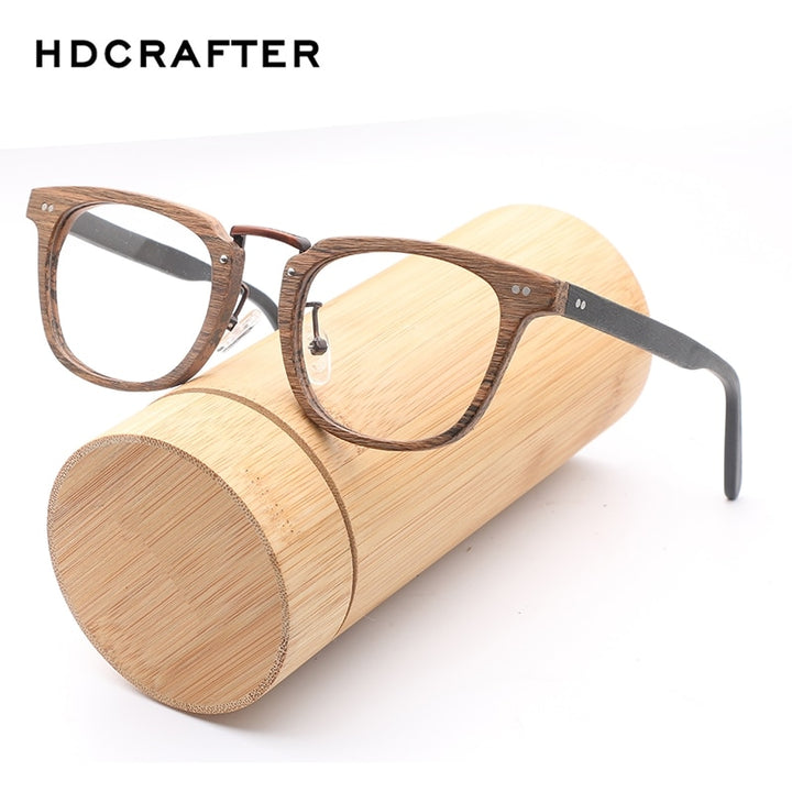 Hdcrafter Unisex Full Rim Square Round Wood Frame Eyeglasses Lbh025 Full Rim Hdcrafter Eyeglasses