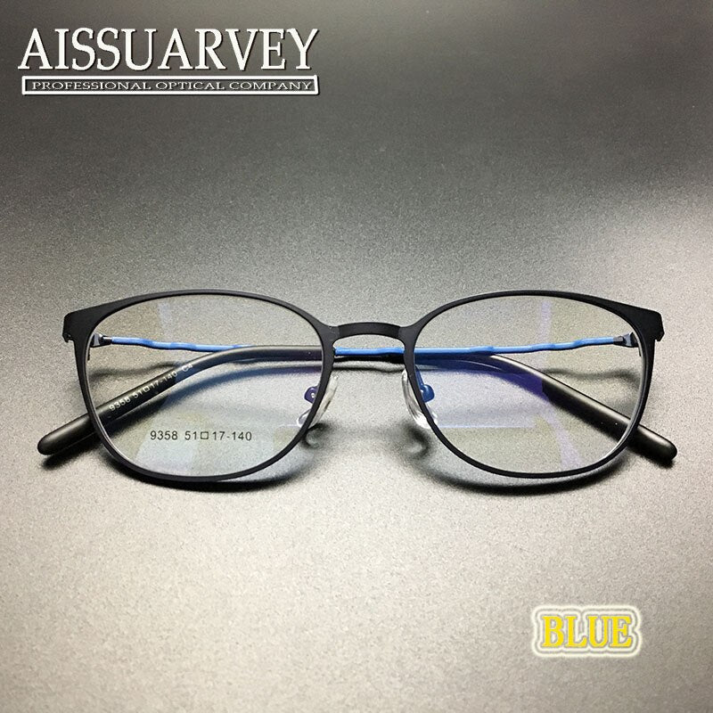 Unisex Alloy Eyeglasses Full Rim Frame 9358 Full Rim Bolluzzy Blue  