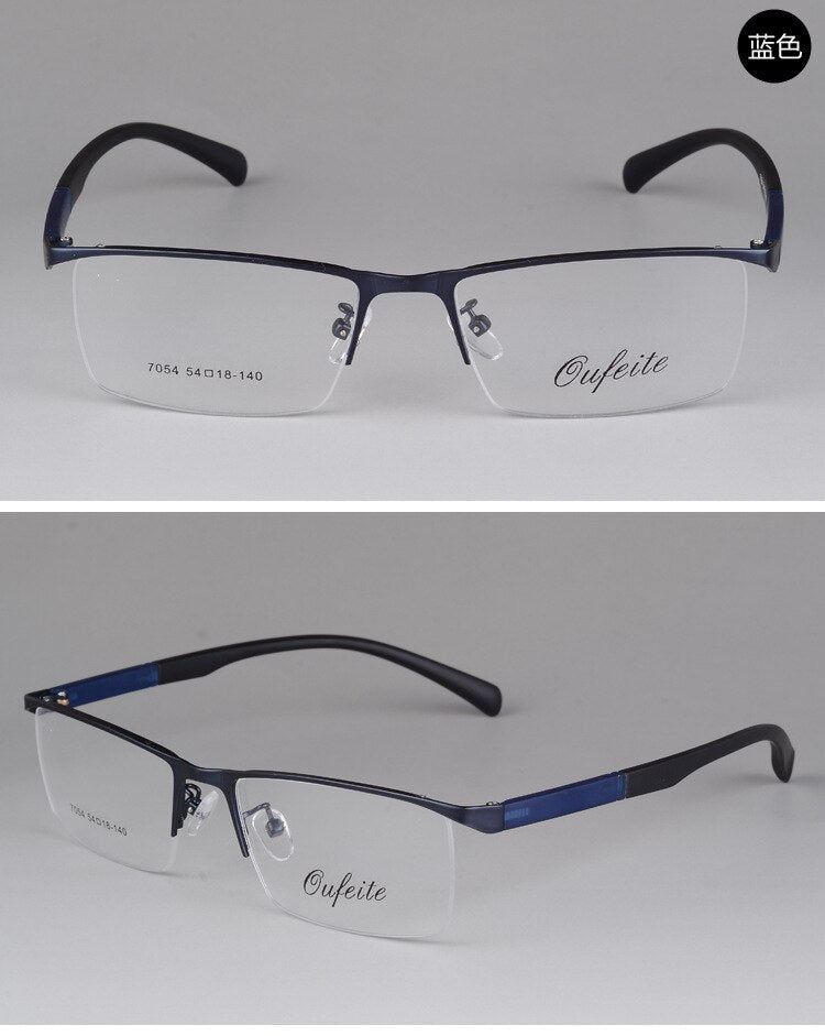Men's Semi Rim Eyeglasses Alloy Frame S7054 Semi Rim Bclear