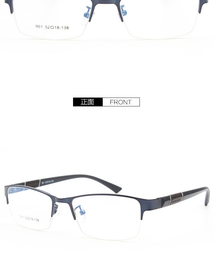 Bclear Men's Semi Rim Alloy Tr 90  Square Eyeglasses  961 Semi Rim Bclear