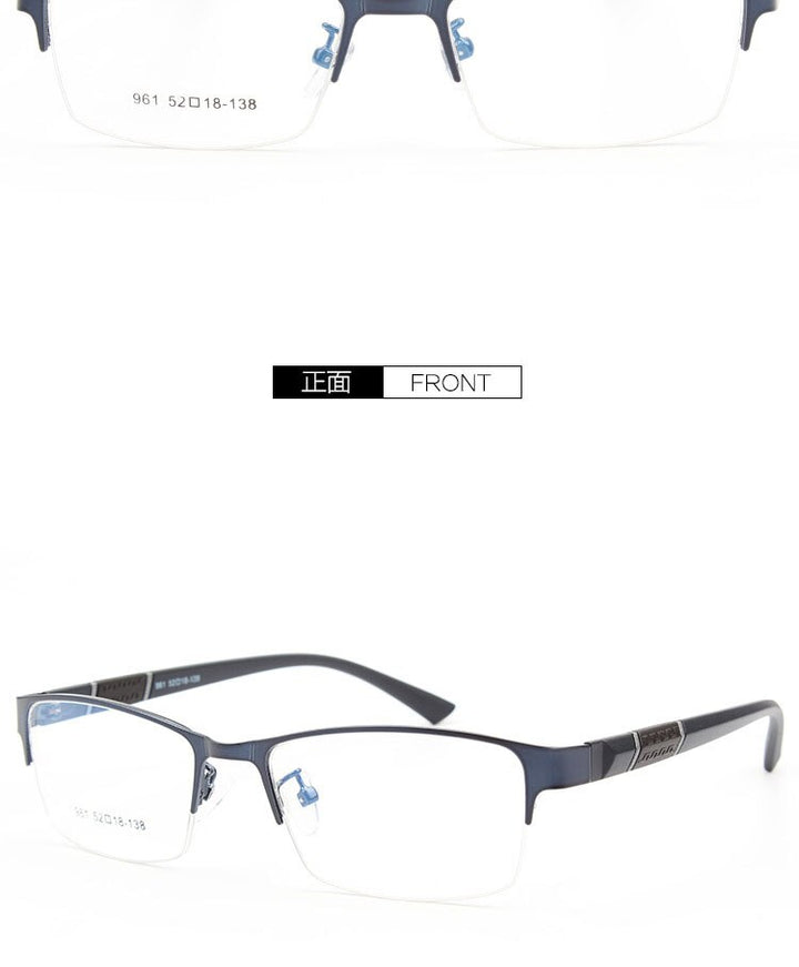 Bclear Men's Semi Rim Alloy Tr 90  Square Eyeglasses  961 Semi Rim Bclear