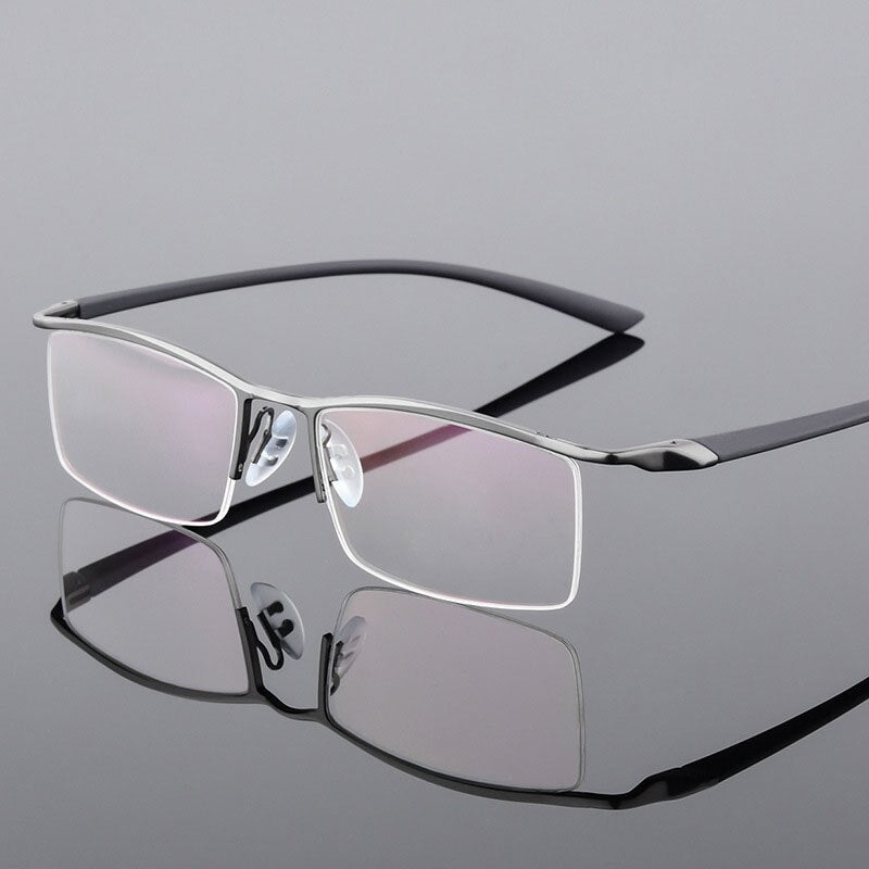 Bclear Men's Browline Semi Rim Eyeglasses Alloy 8190 Semi Rim Bclear gray