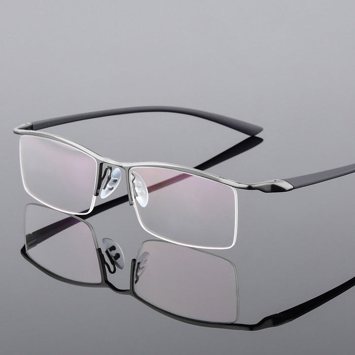 Bclear Men's Browline Semi Rim Eyeglasses Alloy 8190 Semi Rim Bclear gray