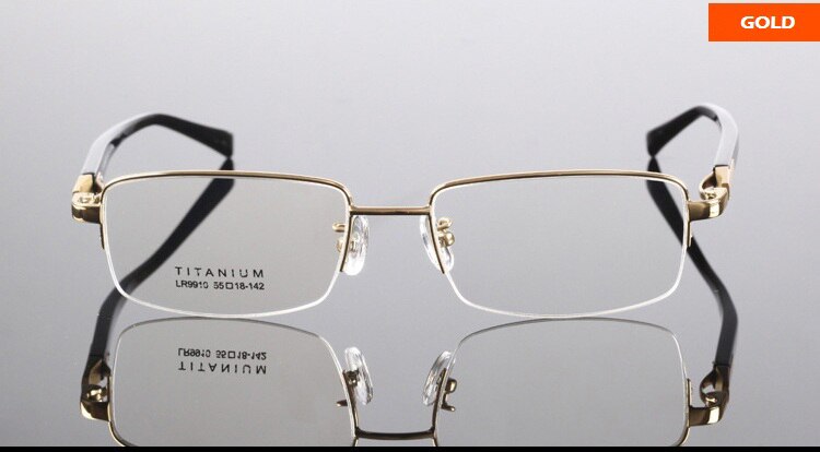 Chashma Ottica Men's Semi Rim Rectangle Square Titanium Eyeglasses Lr9910 Semi Rim Chashma Ottica Gold