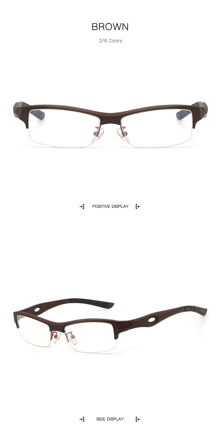 Hdcrafter Men's TR 90 Rectangle Semi Rim Frame Eyeglasses L1077 Semi Rim Hdcrafter Eyeglasses
