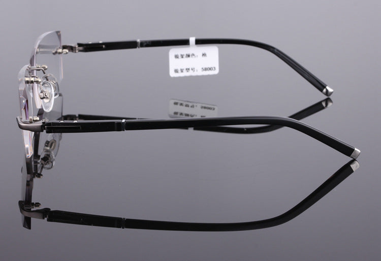 Reven Jate 58003 Pure Titanium Rimless Diamond Cutting Man Glasses Frame Eyeglasses (Gray) Rimless Reven Jate