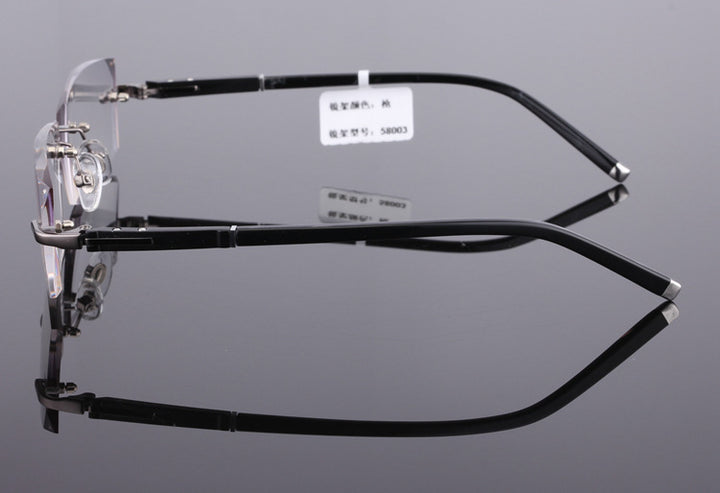 Reven Jate 58003 Pure Titanium Rimless Diamond Cutting Man Glasses Frame Eyeglasses (Gray) Rimless Reven Jate