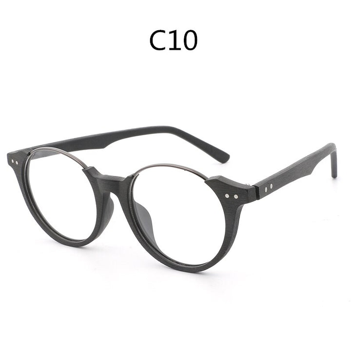 Hdcrafter Unisex Full Rim Square Wood Metal Frame Eyeglasses Ft5359 Full Rim Hdcrafter Eyeglasses C10