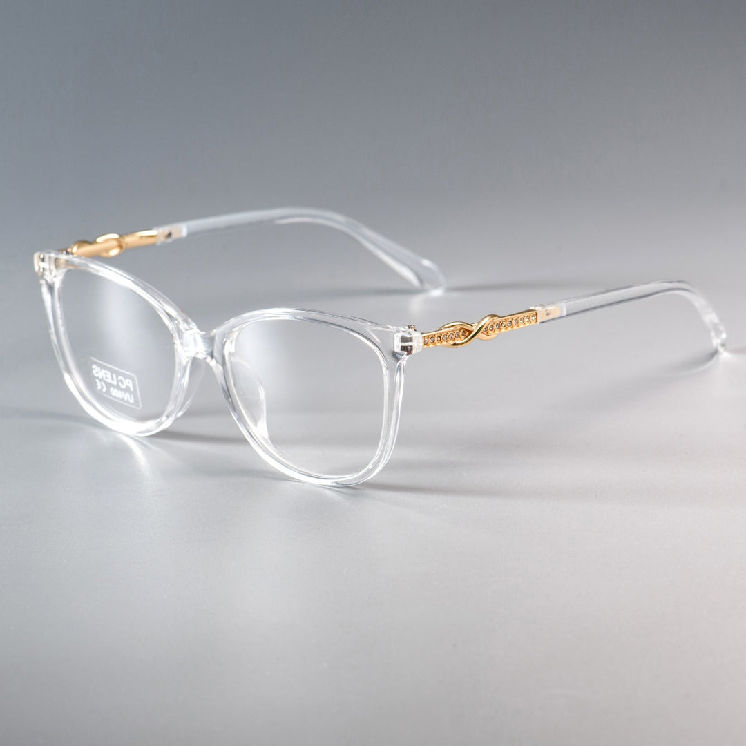 CCspace Unisex Full Rim Square  Titanium Eyeglasses 45705 Full Rim CCspace C3 clear clear
