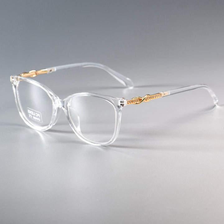 CCspace Unisex Full Rim Square  Titanium Eyeglasses 45705 Full Rim CCspace C3 clear clear