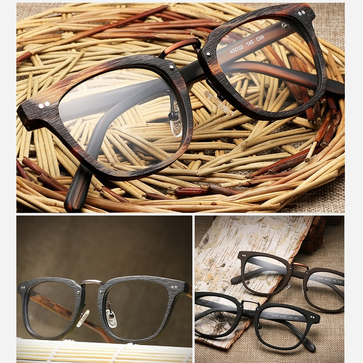 Hdcrafter Unisex Full Rim Square Round Wood Frame Eyeglasses Lbh025 Full Rim Hdcrafter Eyeglasses