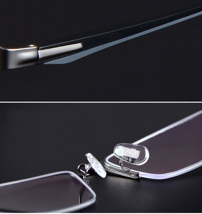 Hotochki Men's Full/Semi Rim Rectangular IP Electroplated Alloy Frame Eyeglasses Semi Rim Hotochki