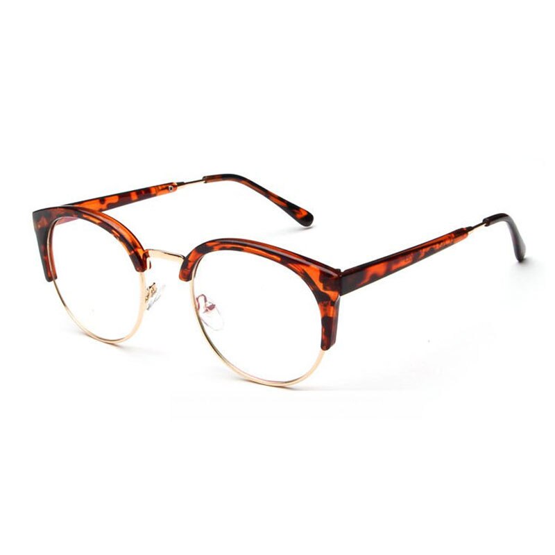 Hotochki Women's Semi Rim Cat Eye Plastic Metal Frame Eyeglasses 322 Semi Rim Hotochki leopard