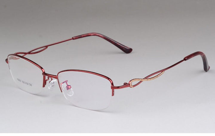 Women's Half Rim Alloy Frame Eyeglasses F6051 Semi Rim Bclear