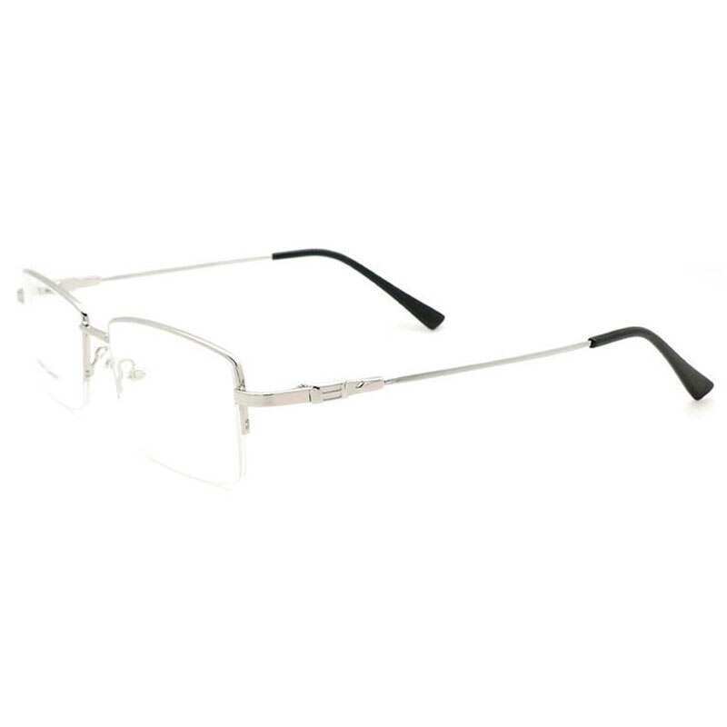 Reven Jate Men's Semi Rim Square Titanium Alloy Eyeglasses Semi Rim Reven Jate Silver