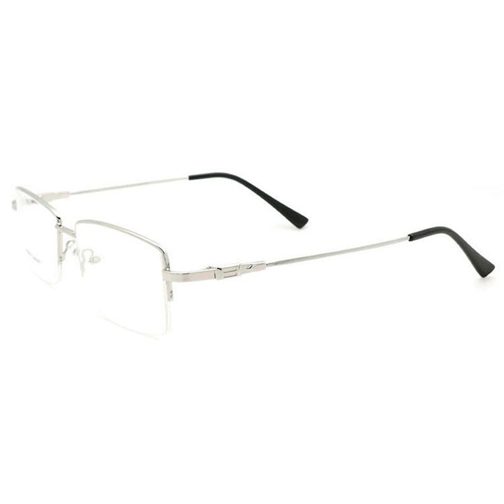 Reven Jate Men's Semi Rim Square Titanium Alloy Eyeglasses Semi Rim Reven Jate Silver