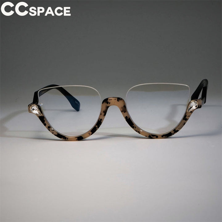 CCspace Women's Semi Rim Cat Eye Resin Frame Eyeglasses 45159 Semi Rim CCspace