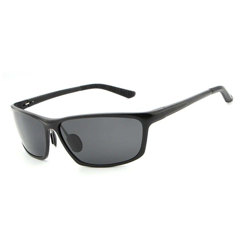 Hdcrafter Men's Full Rim Aluminum Magnesium Rectangle Frame Polarized Sunglasses L2179 Sunglasses HdCrafter Sunglasses black