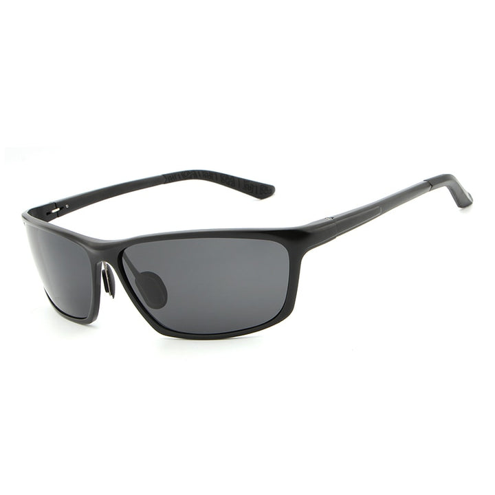 Hdcrafter Men's Full Rim Aluminum Magnesium Rectangle Frame Polarized Sunglasses L2179 Sunglasses HdCrafter Sunglasses black