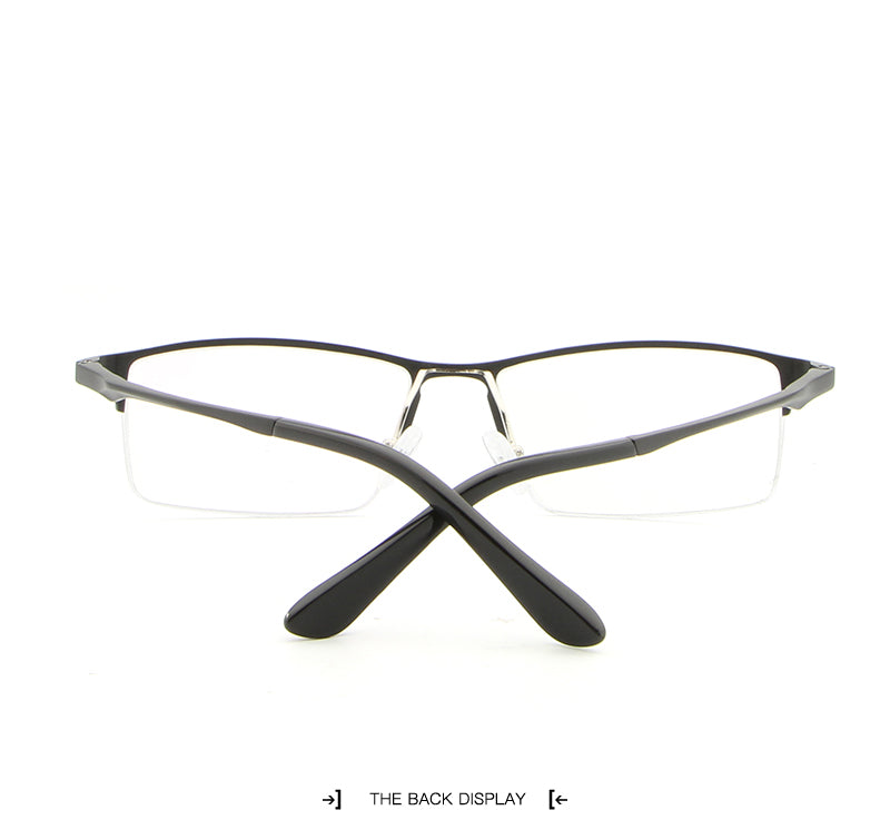 Hdcrafter Men's Semi Rim Rectangular Alloy Frame Eyeglasses Lp6263 Semi Rim Hdcrafter Eyeglasses