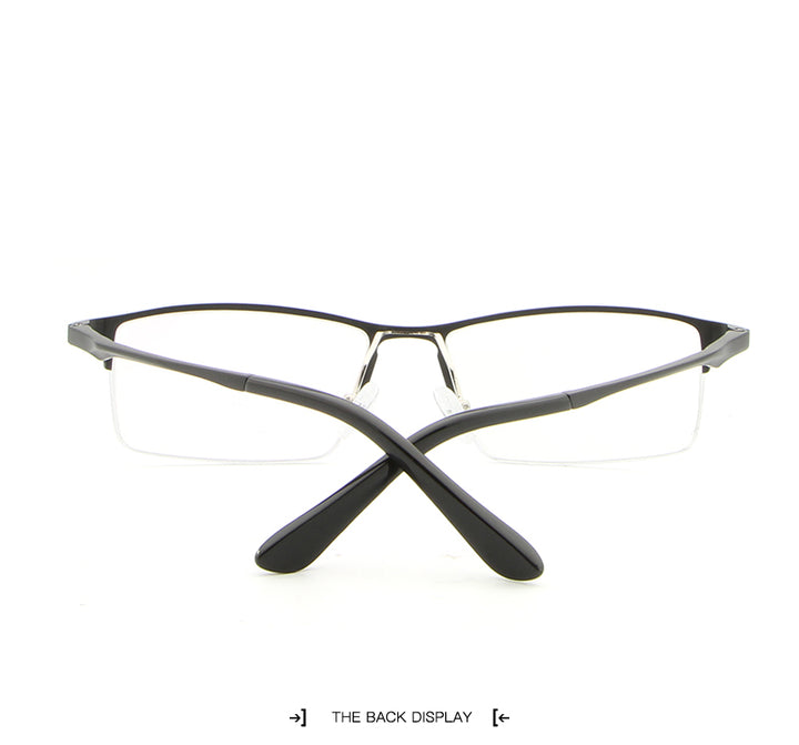 Hdcrafter Men's Semi Rim Rectangular Alloy Frame Eyeglasses Lp6263 Semi Rim Hdcrafter Eyeglasses