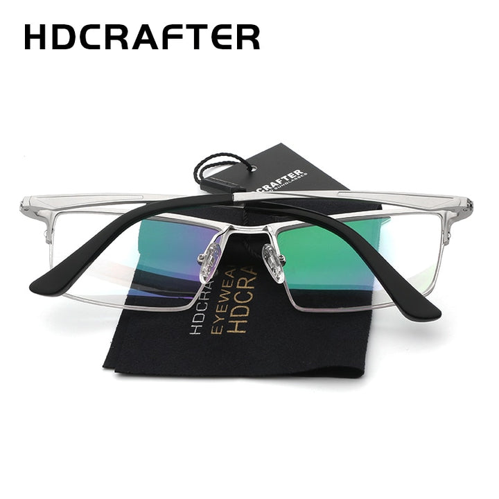 Hdcrafter Unisex Semi Rim Titanium Rectangular Square Frame Eyeglasses Lp6265 Semi Rim Hdcrafter Eyeglasses