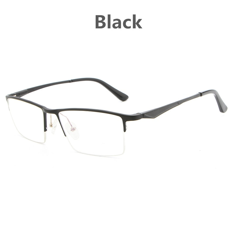 Hdcrafter Unisex Semi Rim Titanium Rectangular Square Frame Eyeglasses Lp6265 Semi Rim Hdcrafter Eyeglasses Black