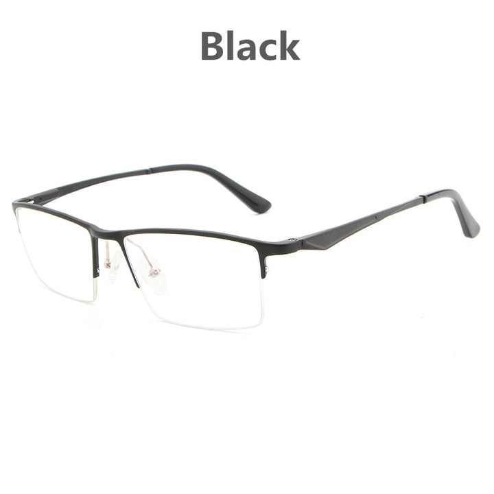 Hdcrafter Unisex Semi Rim Titanium Rectangular Square Frame Eyeglasses Lp6265 Semi Rim Hdcrafter Eyeglasses Black