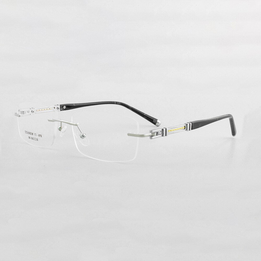 Aissuarvey Men's Rimless Square Acetate Titanium Frame Eyeglasses As10151 Rimless Aissuarvey Eyeglasses Silver  