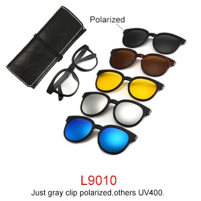 Ralferty Magnet Sunglasses Men Women Luxury Brand Polarized Uv400 5 In 1 Clip On Grade Glasses Frame With Clip Ons Ralferty L9010
