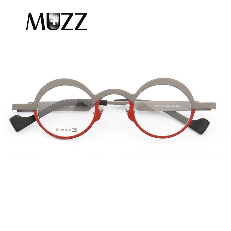 Muzz Unisex Full Rim Round Titanium Frame Eyeglasses T7023 Full Rim Muzz C2