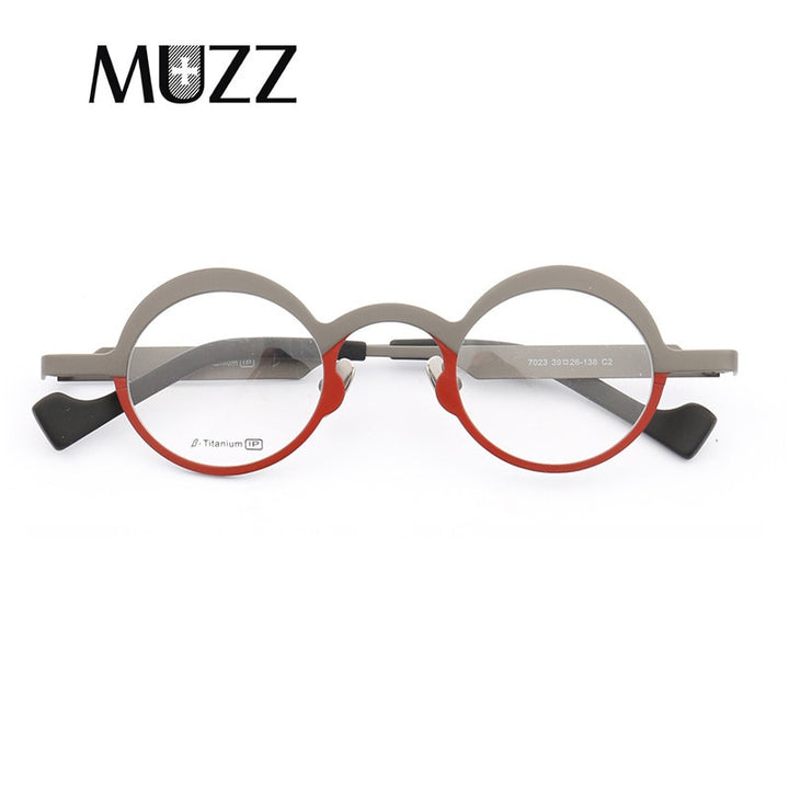 Muzz Unisex Full Rim Round Titanium Frame Eyeglasses T7023 Full Rim Muzz C2