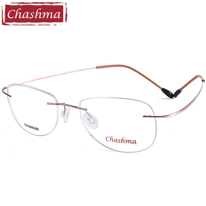 Chashma Men's Rimless Square Titanium Eyeglasses 6009 Rimless Chashma Pink
