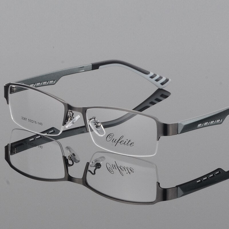Reven Jate Women's 2387 Eyeglasses Semi-Rim Alloy Semi Rim Reven Jate grey