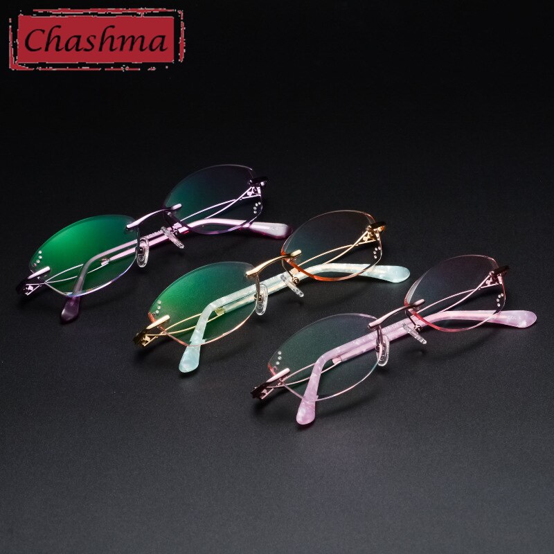 Chashma Women's Rimless Oval Titanium Eyeglasses 2314 Rimless Chashma