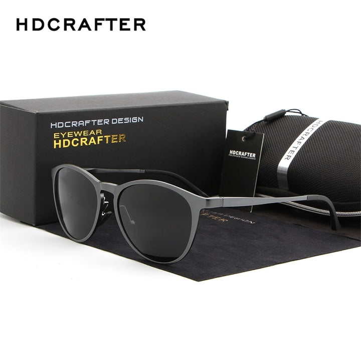 Hdcrafter Unisex Full Rim Oval Round Aluminum Frame Polarized Sunglasses L6625 Sunglasses HdCrafter Sunglasses