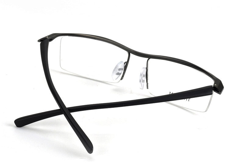 Hotony Men's Semi Rim Browline Titanium Frame Eyeglasses P8189 Semi Rim Hotony