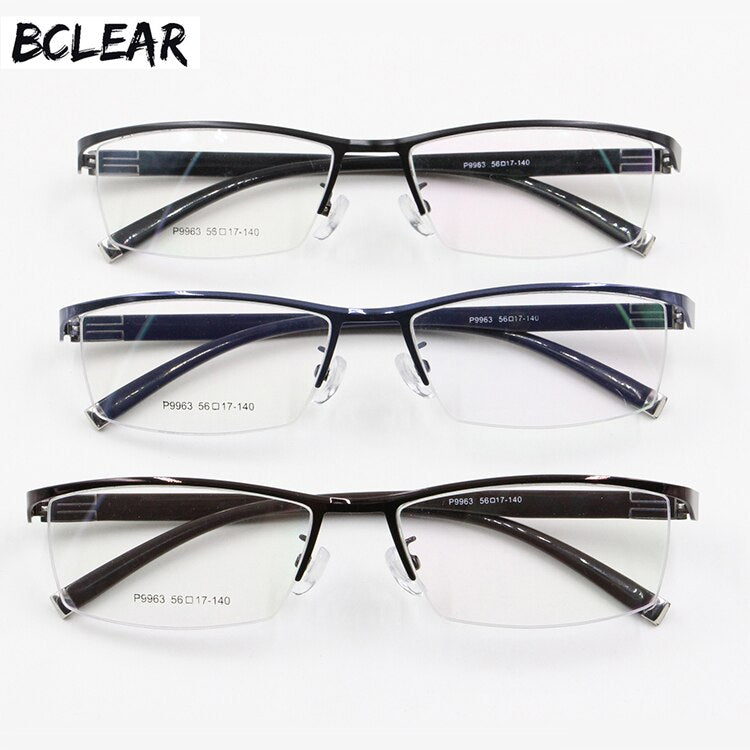 Bclear Men's Titanium Alloy Eyeglasses Semi-Rim Semi Rim Bclear