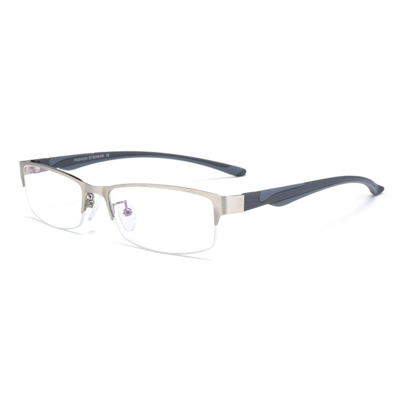 Hotochki Unisex Semi Rim Stainless Steel Alloy Frame Reading Glasses Xs671 Reading Glasses Hotochki +50 Silver