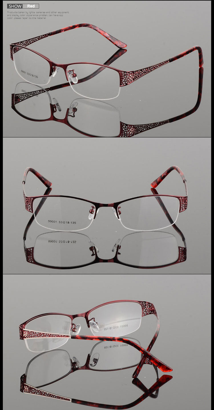 Reven Jate Women's Semi Rim Rectangle Alloy Eyeglasses 99001 Semi Rim Reven Jate